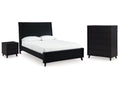 Danziar Black Queen Panel Bedroom Set with Chest and Nightstand