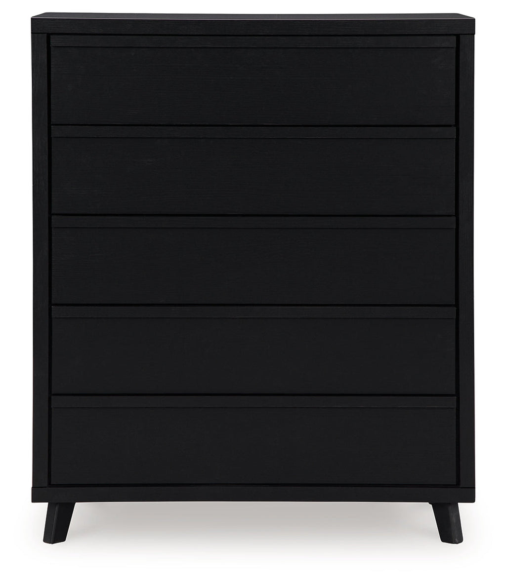 Danziar Black Queen Panel Bedroom Set with Chest and Nightstand
