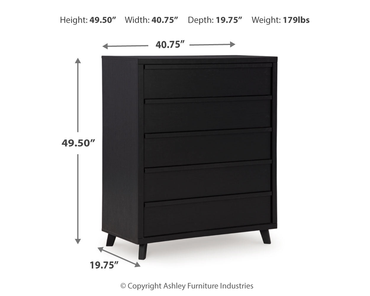 Danziar Black Queen Panel Bedroom Set with Chest and Nightstand