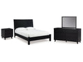 Danziar Black Queen Panel Bedroom Set with Dresser and Mirror