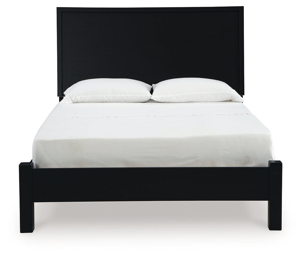 Danziar Black Queen Panel Bedroom Set with Dresser and Mirror