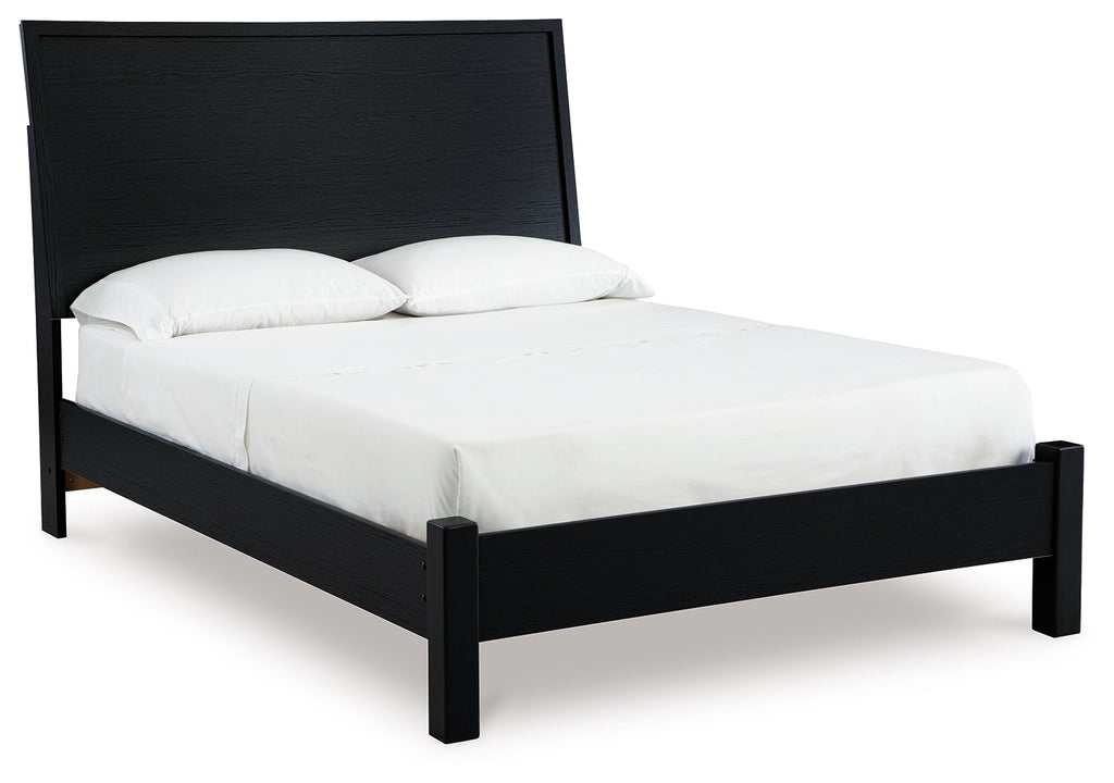 Danziar Black Queen Panel Bedroom Set with Dresser and Mirror