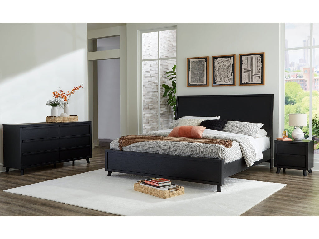 Danziar Black Queen Panel Bedroom Set with Dresser and Nightstand