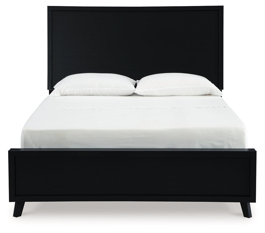 Danziar Black Queen Panel Platform Bed, Dresser and Mirror