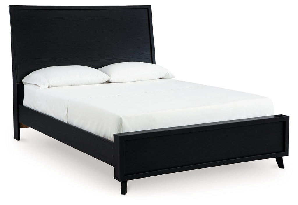 Danziar Black Queen Panel Platform Bed, Dresser and Mirror