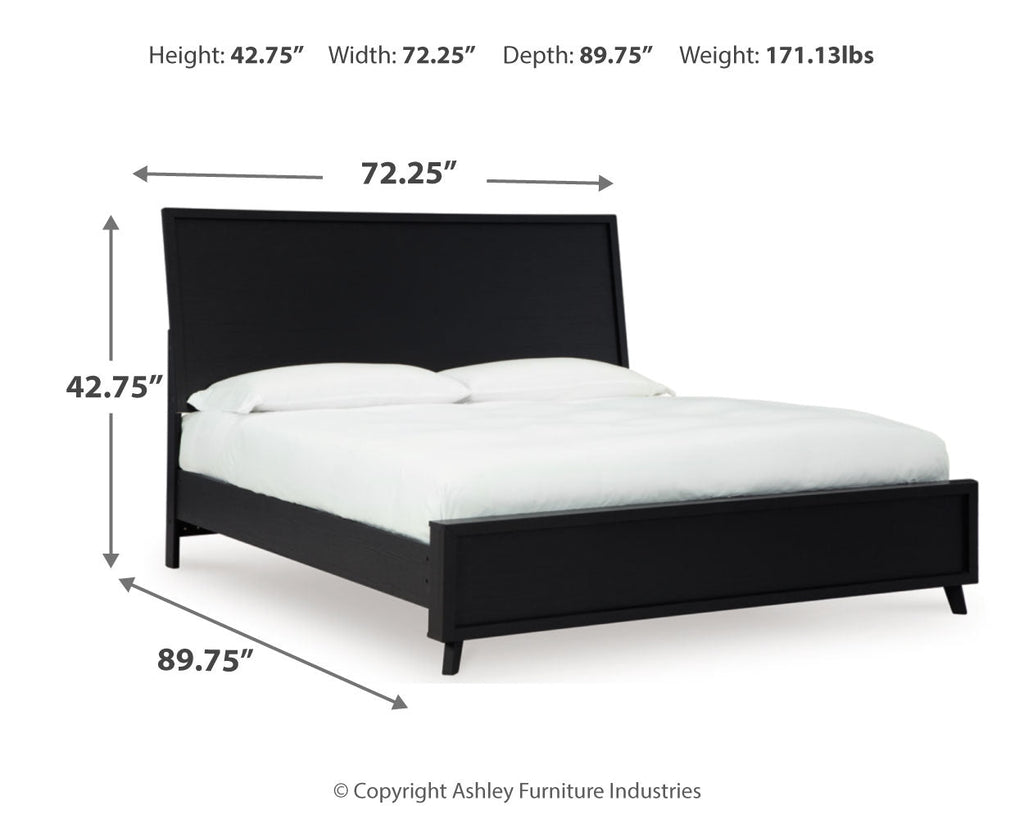 Danziar Black Queen Panel Platform Bed, Dresser and Mirror