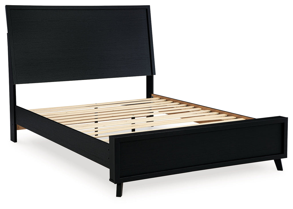 Danziar Black Queen Panel Platform Bed and 2 Nightstands