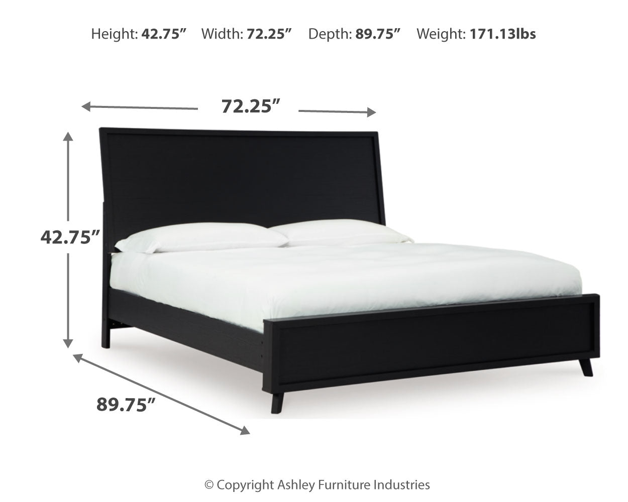 Danziar Black Queen Panel Platform Bed and 2 Nightstands