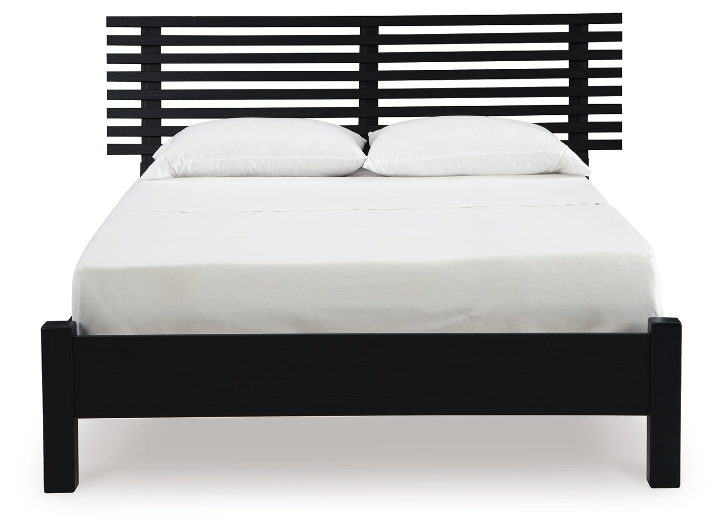 Danziar Black Queen Slat Panel Bed, Dresser and Mirror