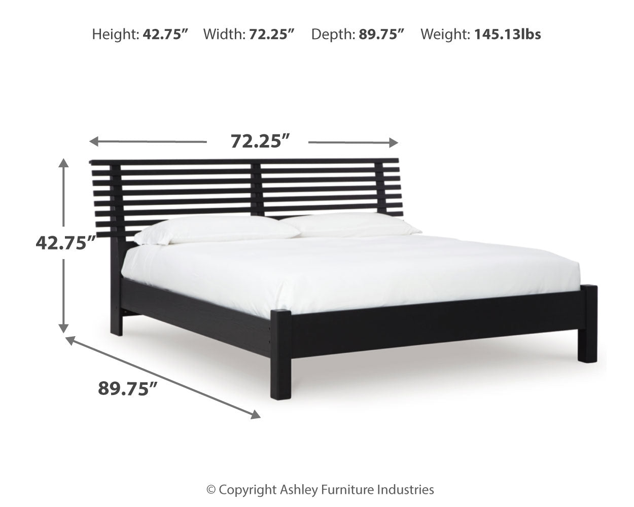 Danziar Black Queen Slat Panel Bed, Dresser and Mirror