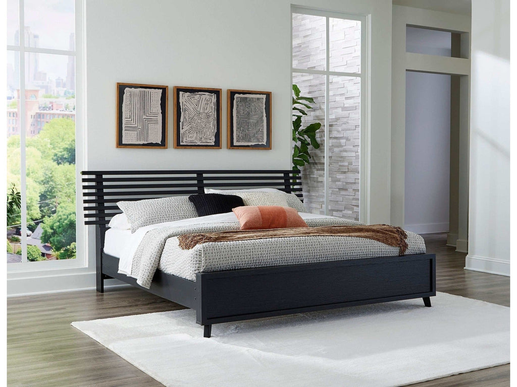 Danziar Black Queen Slat Panel Bed