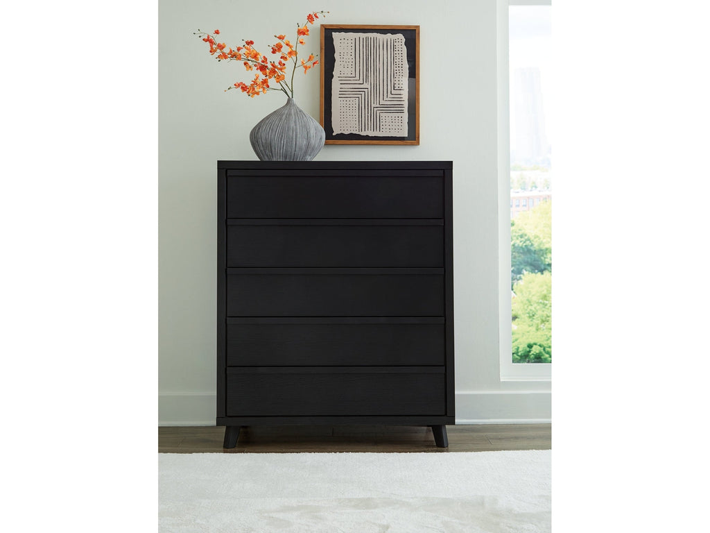 Danziar Black Wide Chest of Drawers