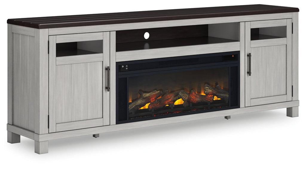 Darborn Gray/Brown 88" TV Stand with Electric Fireplace