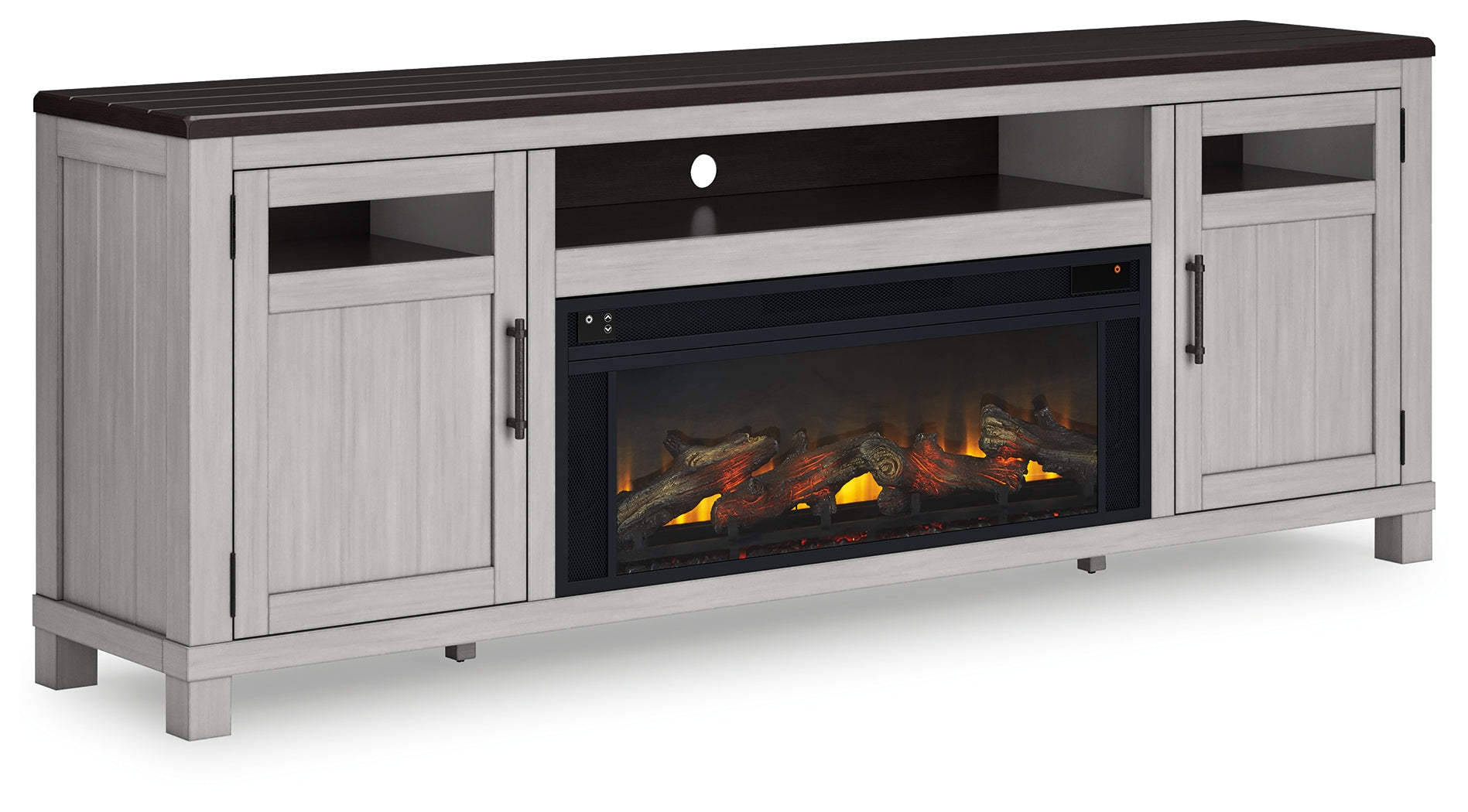 Darborn Gray/Brown 88" TV Stand with Electric Fireplace