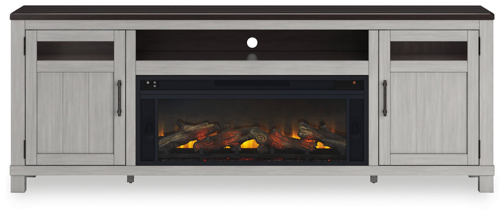 Darborn Gray/Brown 88" TV Stand with Electric Fireplace