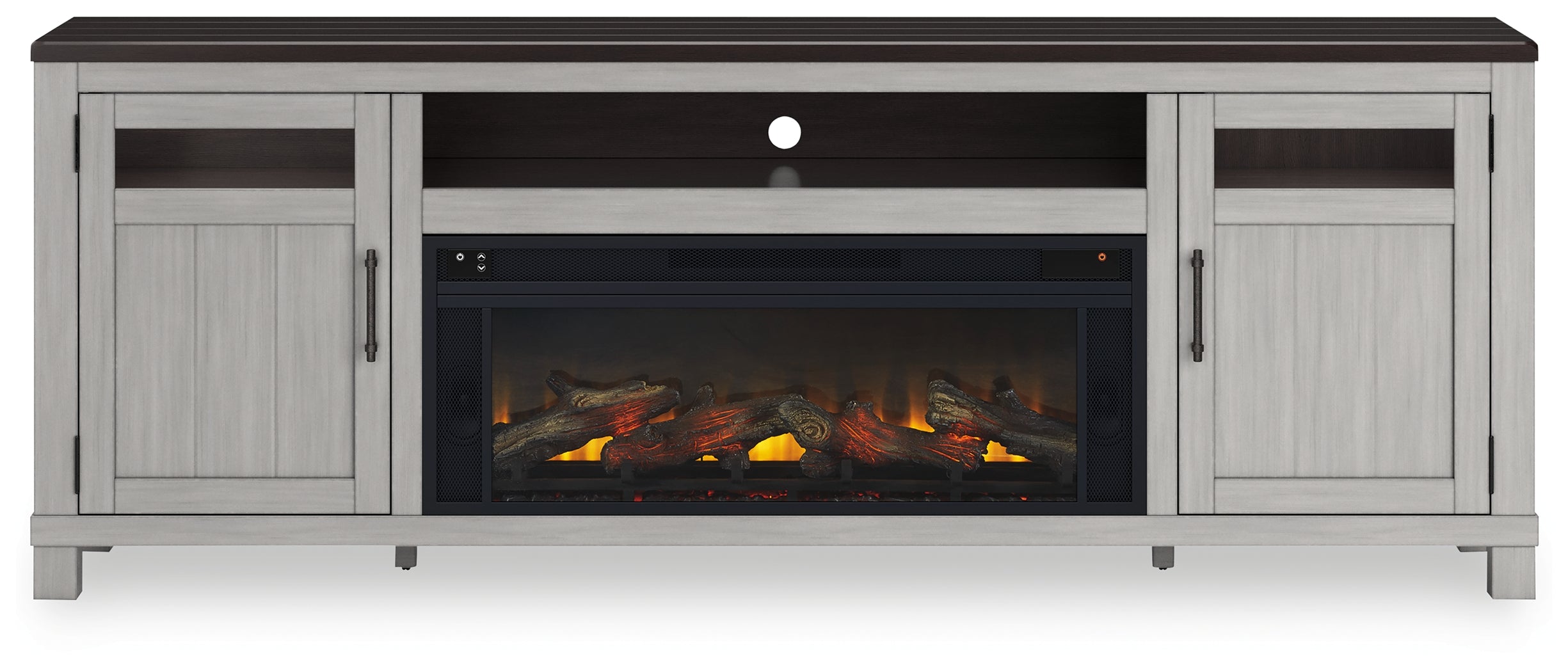 Darborn Gray/Brown 88" TV Stand with Electric Fireplace