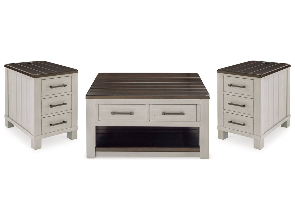 Darborn Gray/Brown Lift-top Coffee Table and 2 Chairside End Tables