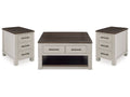 Darborn Gray/Brown Lift-top Coffee Table and 2 Chairside End Tables