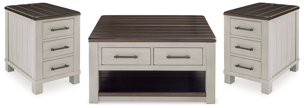 Darborn Gray/Brown Lift-top Coffee Table and 2 Chairside End Tables