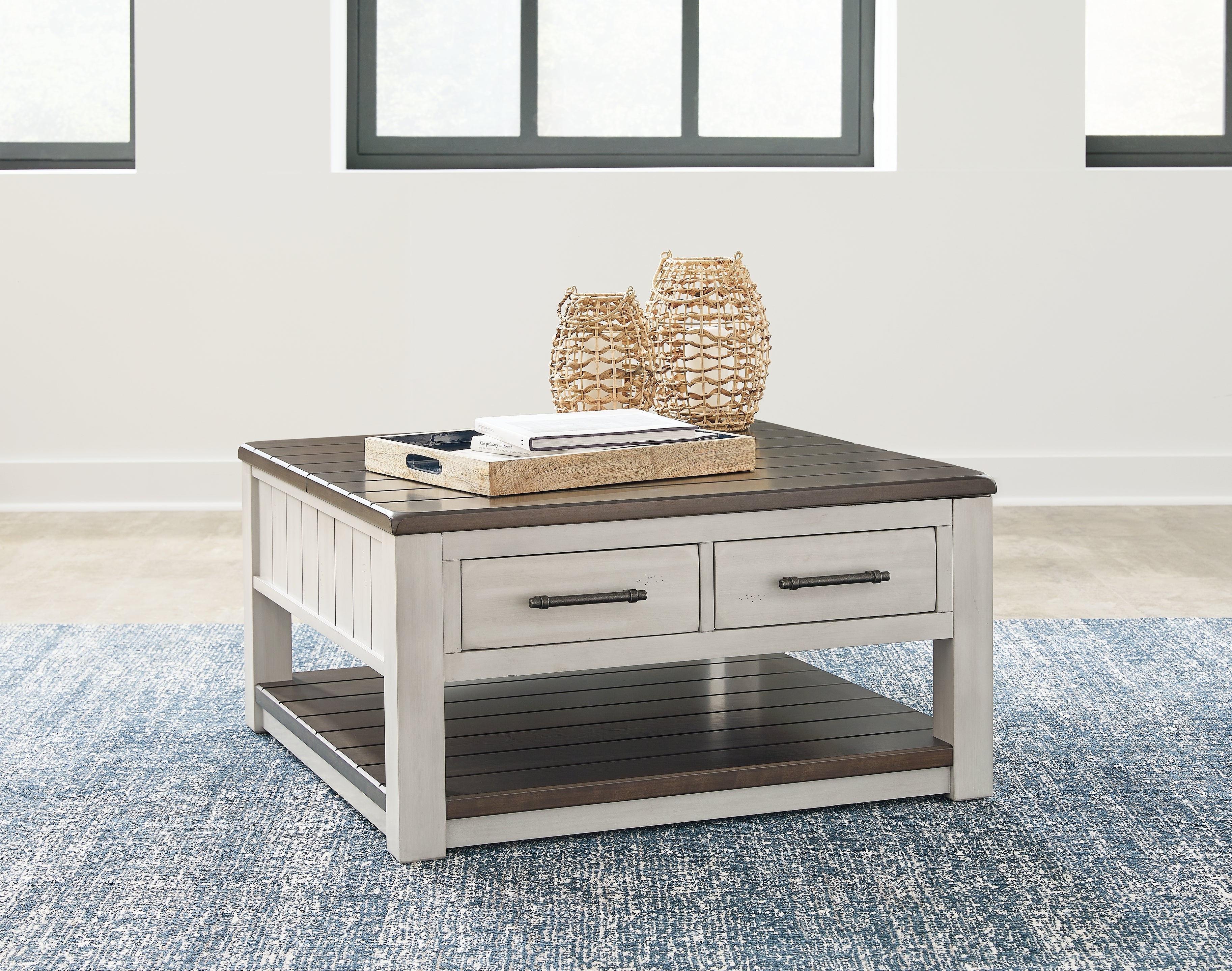 Darborn Gray/Brown Lift-top Coffee Table and 2 Chairside End Tables