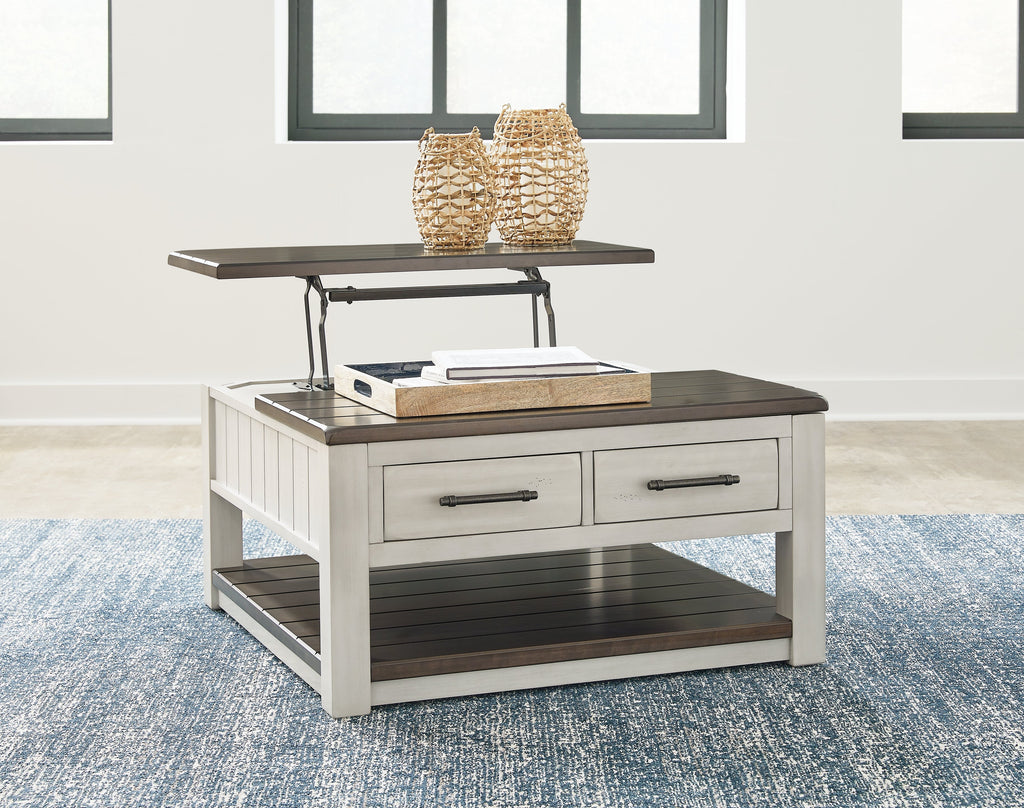 Darborn Gray/Brown Lift-top Coffee Table and 2 Chairside End Tables