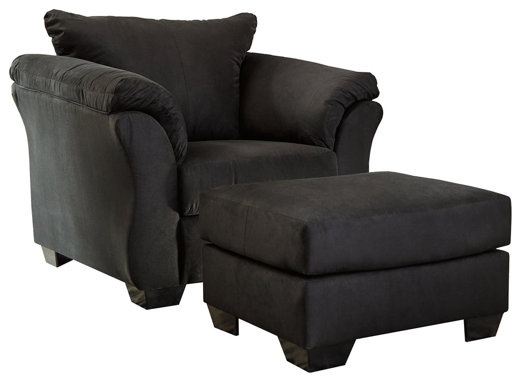 Darcy Black Chair and Ottoman