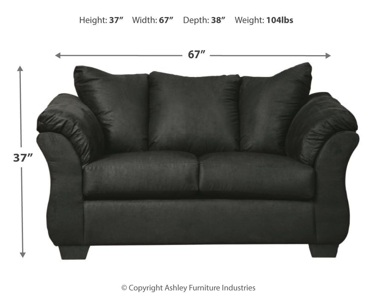Darcy Black Loveseat & 2 Recliners