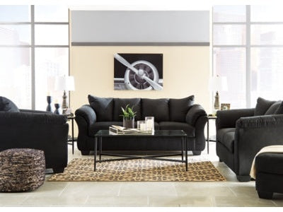 Darcy Sofa, Loveseat, Chair and Ottoman, Black
