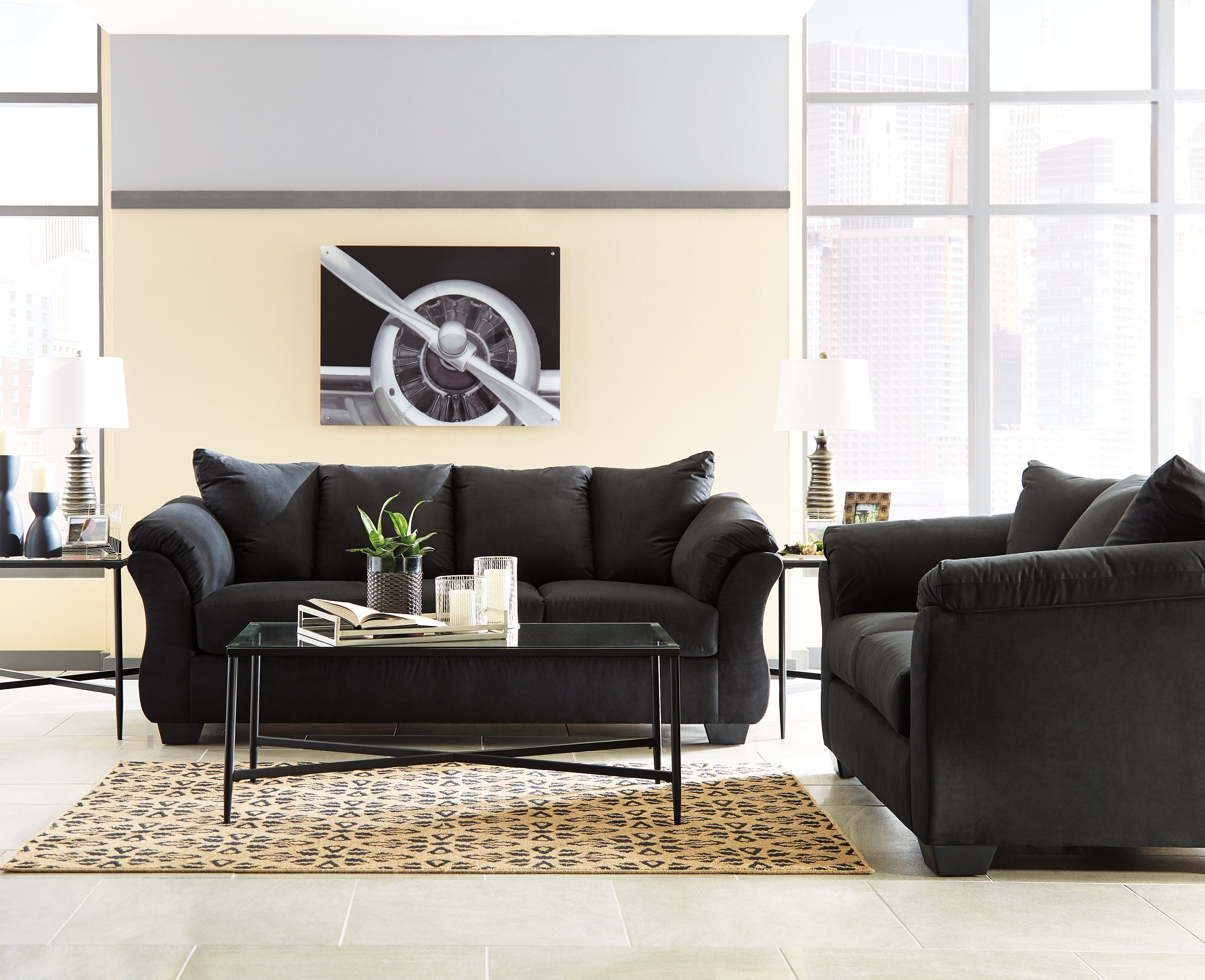 Darcy Black Sofa and Loveseat