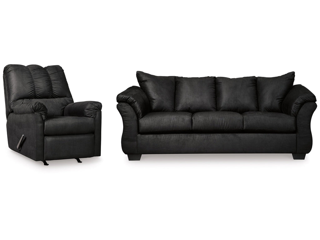Darcy Black Sofa and Recliner