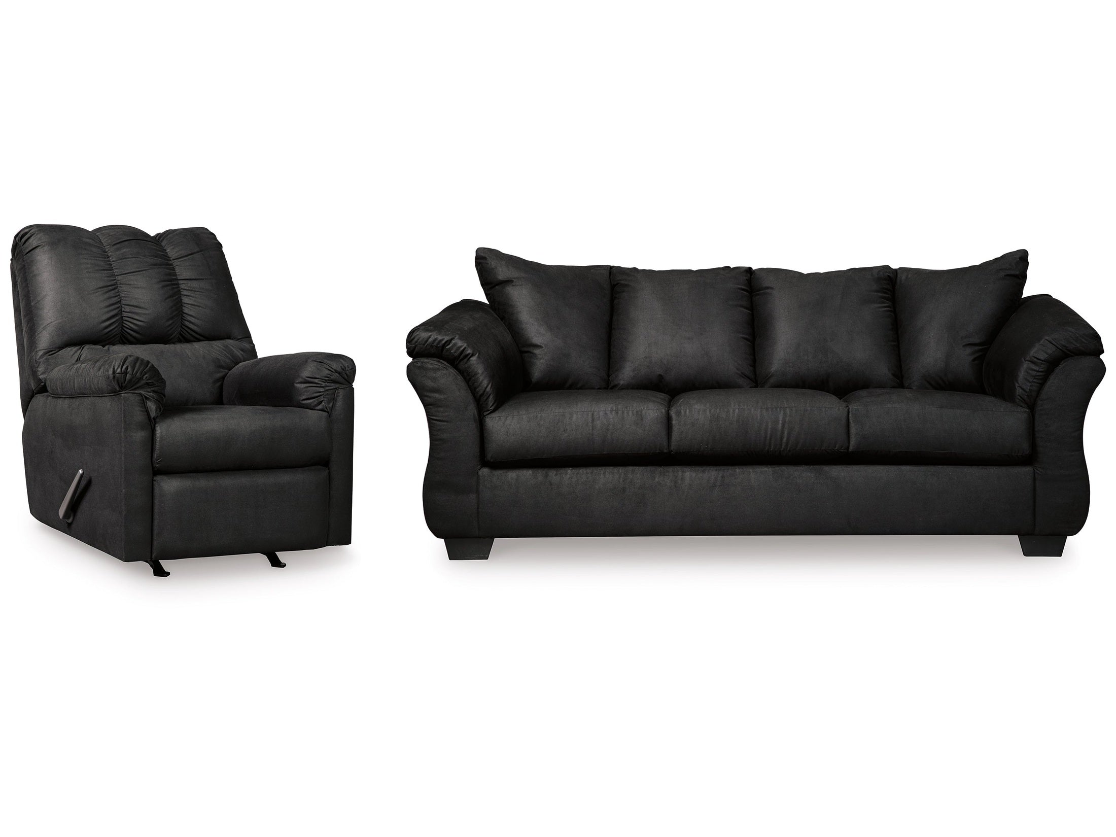 Darcy Black Sofa and Recliner