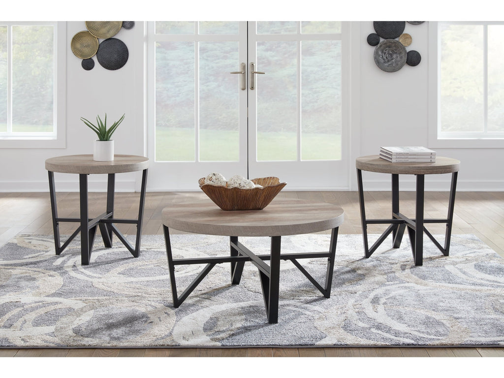 Deanlee Grayish Brown/Black Occasional Table Set (Set of 3)