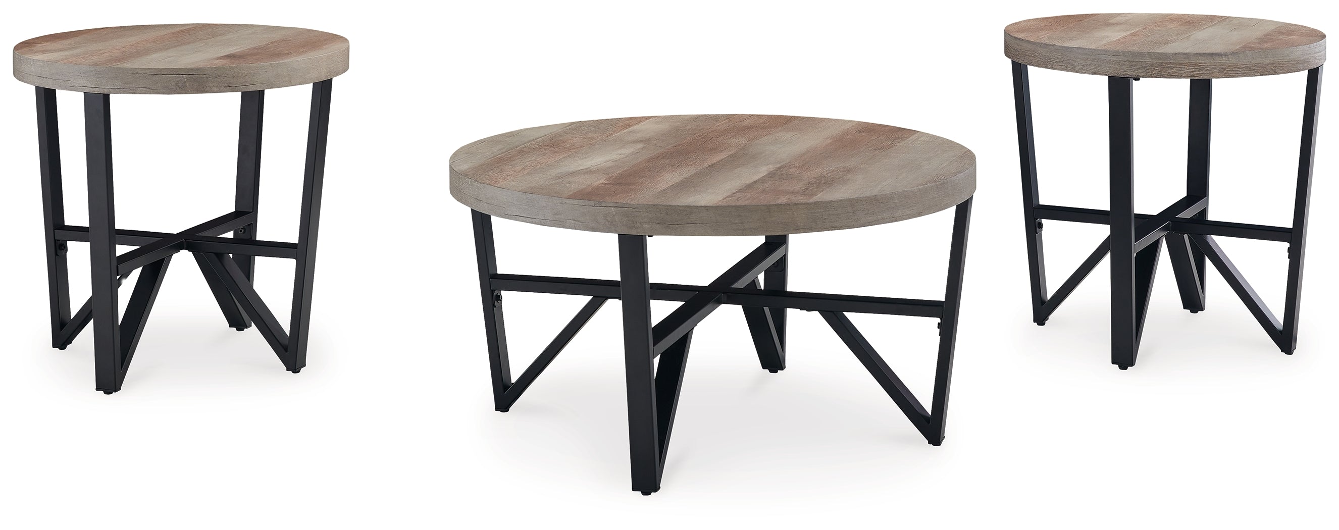 Deanlee Grayish Brown/Black Occasional Table Set (Set of 3)