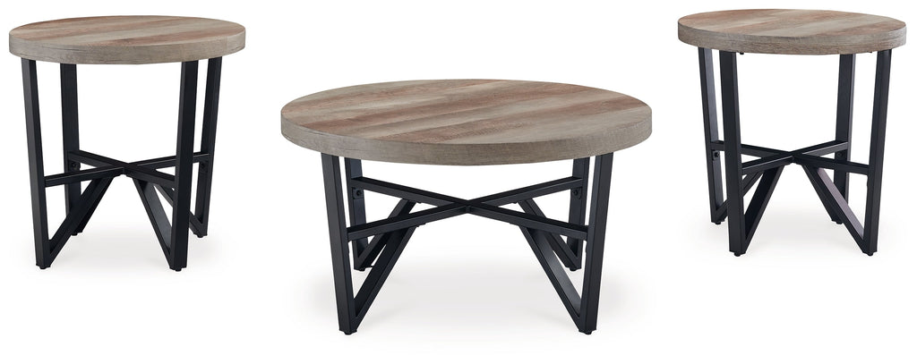 Deanlee Grayish Brown/Black Occasional Table Set (Set of 3)