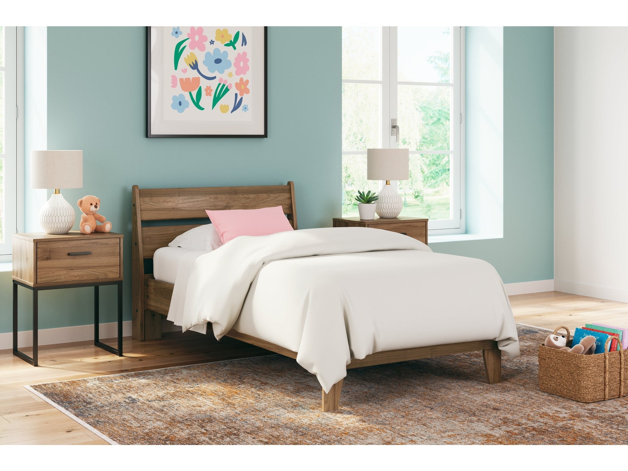 Deanlow Honey Twin Platform Panel Youth Bed