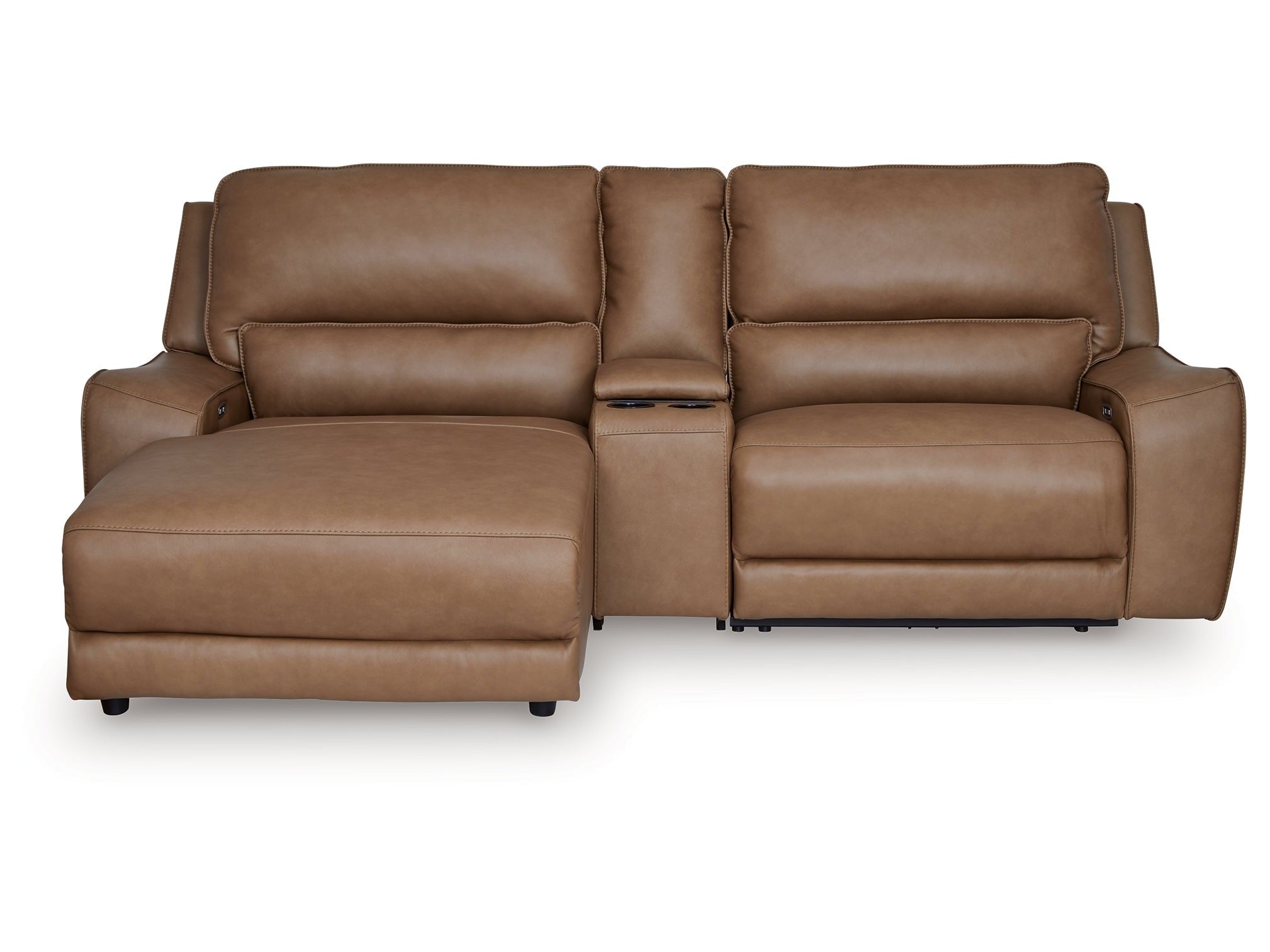 DeepWakes Caramel 3-Piece Power Reclining Sectional with Left Chaise