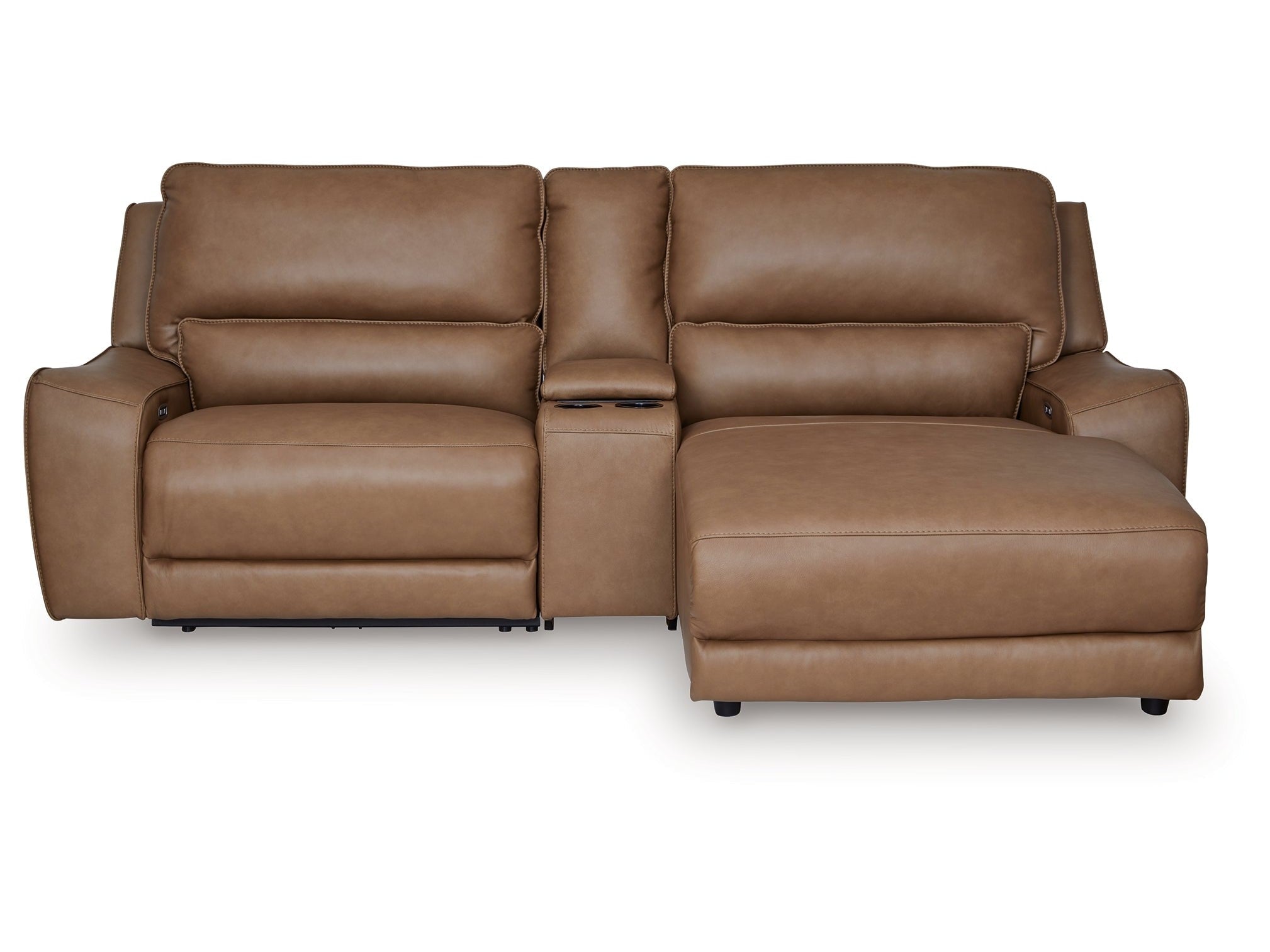 DeepWakes Caramel 3-Piece Power Reclining Sectional with Right Chaise