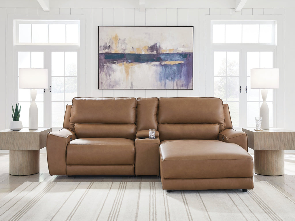 DeepWakes Caramel 3-Piece Power Reclining Sectional with Right Chaise