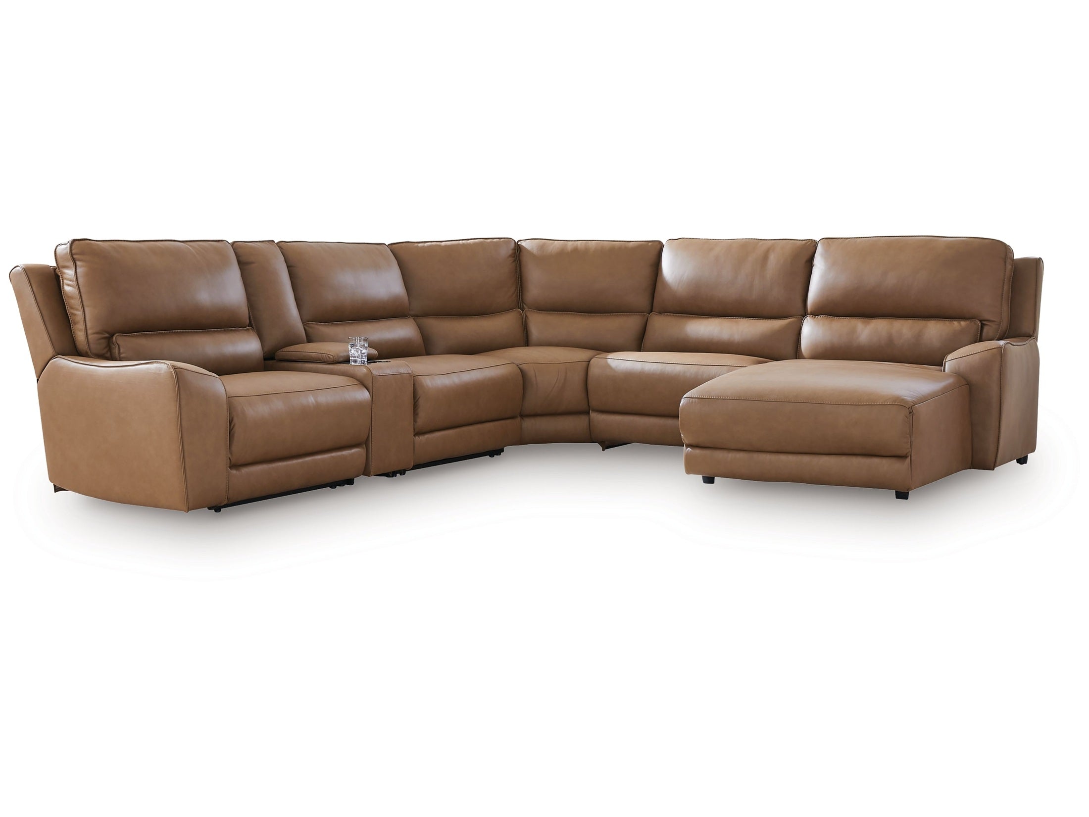 DeepWakes Caramel 6-Piece Power Reclining Sectional with Right Chaise