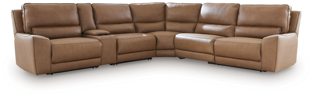 DeepWakes Caramel 6-Piece Reclining Sectional with Storage Console