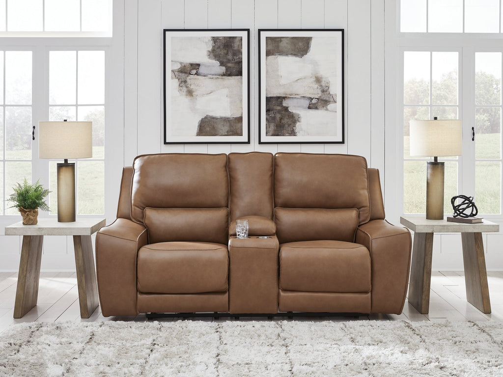 DeepWakes Caramel Power Reclining Loveseat/CON/ADJ HDRST