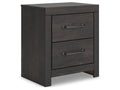 Delmorta Dark Gray 22" 2 Drawer Charging Nightstand