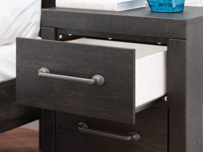 Delmorta Dark Gray 22" 2 Drawer Charging Nightstand