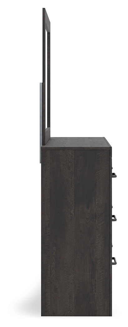 Delmorta Dark Gray 6 Drawer Dresser & Mirror