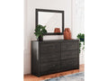 Delmorta Dark Gray 6 Drawer Dresser & Mirror