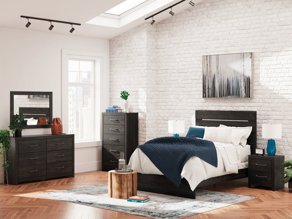 Delmorta Dark Gray Full Panel Bed