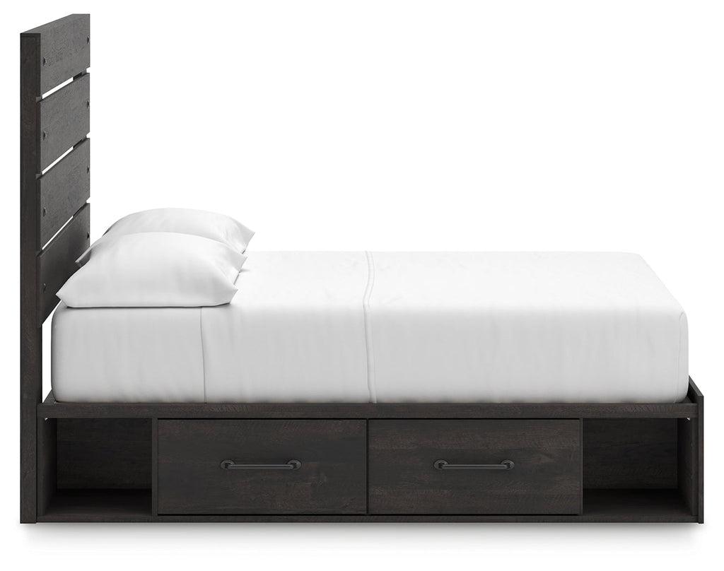 Delmorta Dark Gray Full Panel Youth Bed w/Storage