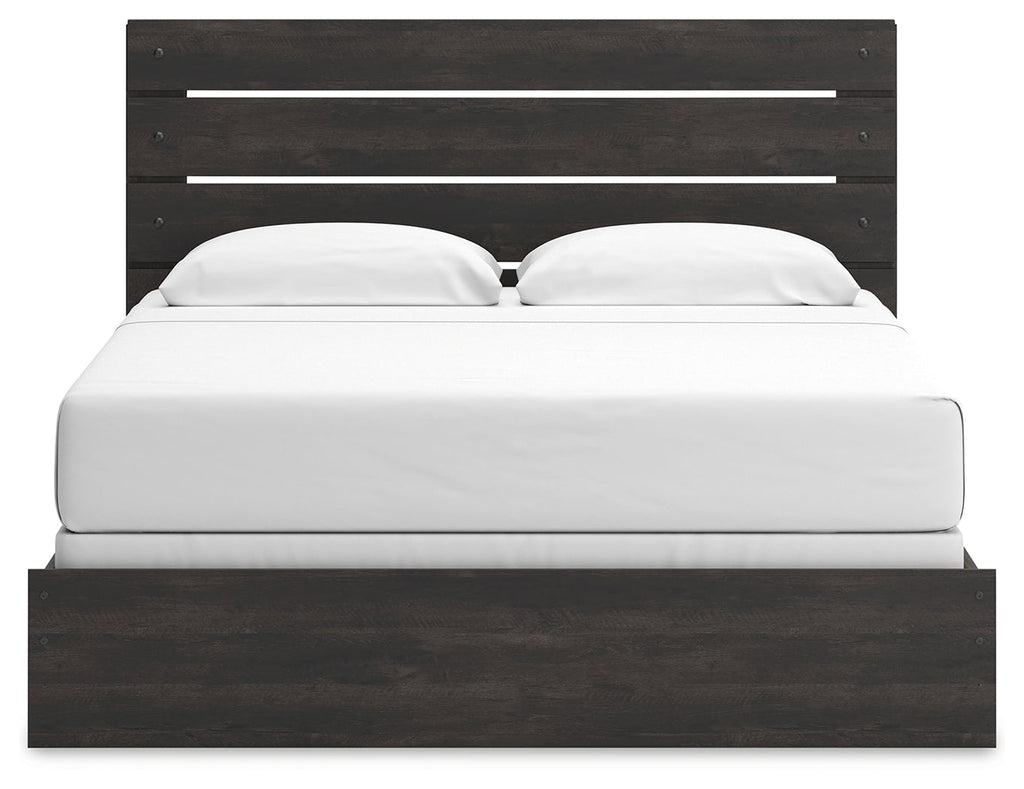 Delmorta Dark Gray King Panel Bed