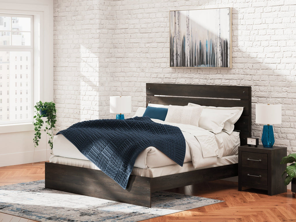 Delmorta Dark Gray King Panel Bed