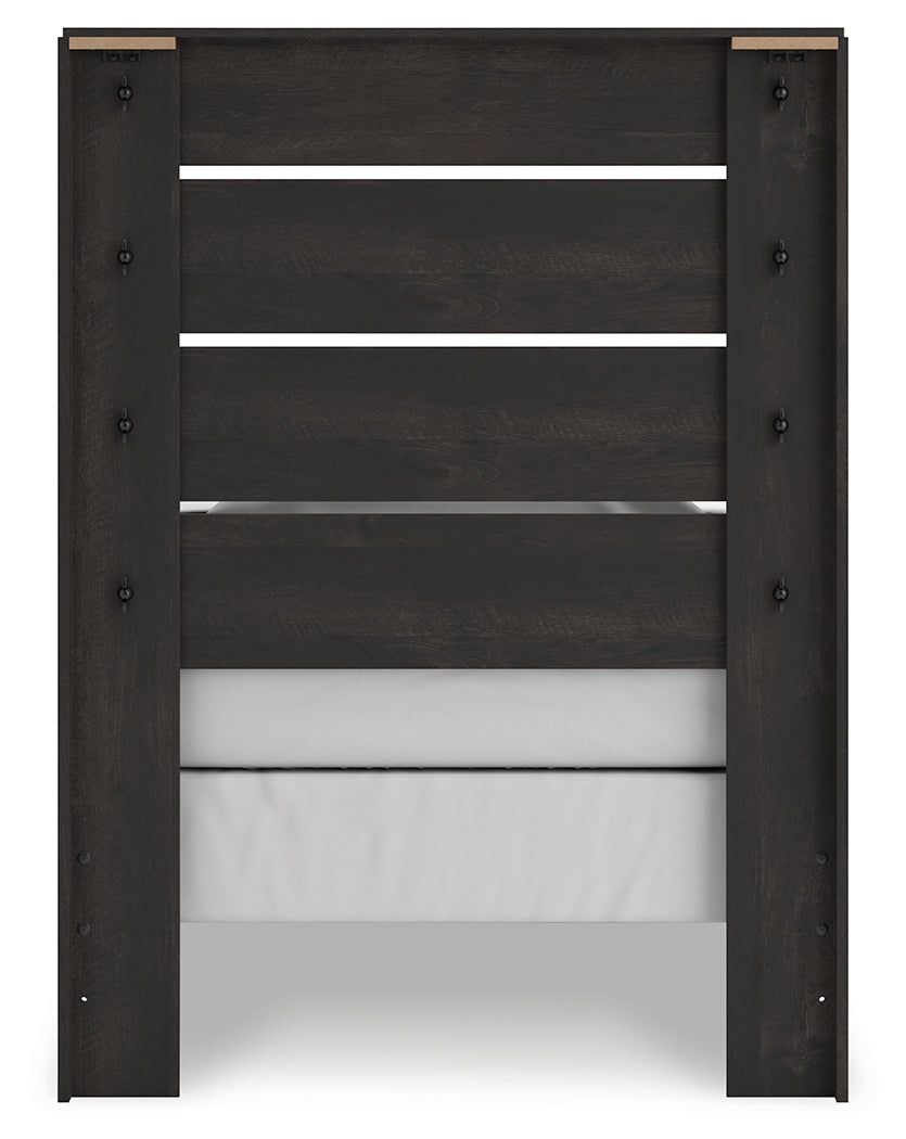 Delmorta Dark Gray Twin Panel Bed